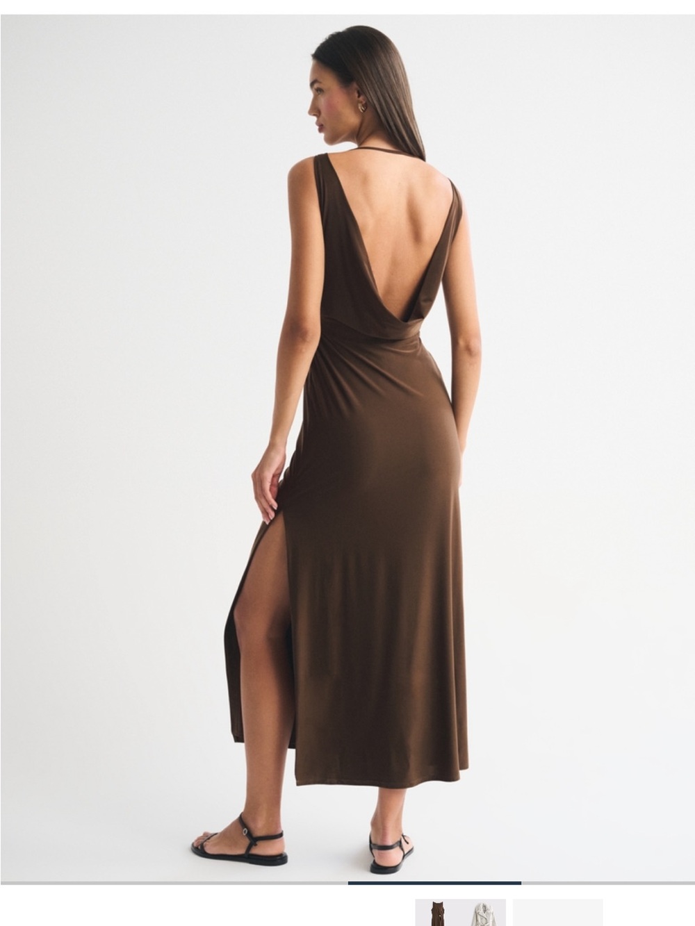 A& F Sleeveless Brown Twist-Front Maxi Dress - Picture 2 of 4